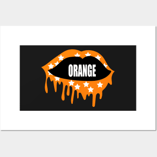 bleed orange lips with stars Posters and Art